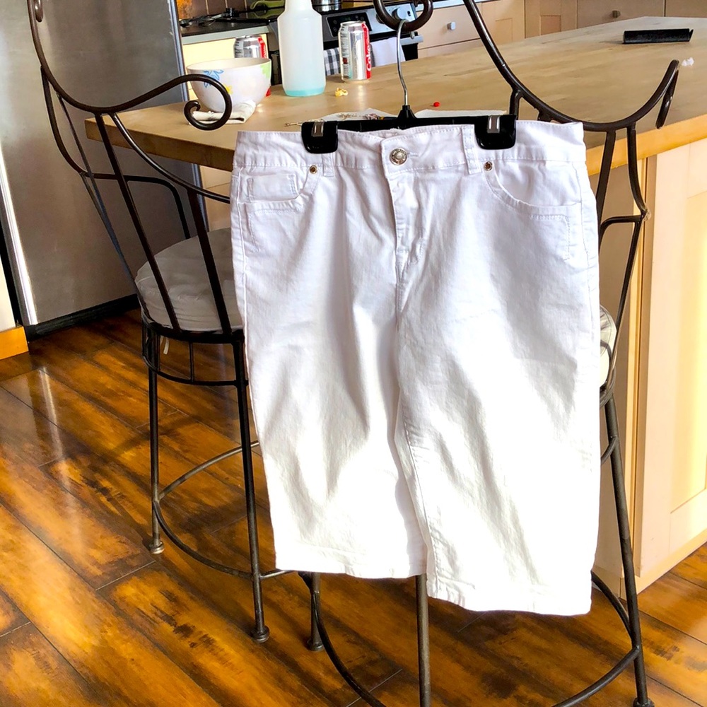 Stretchy denim long shorts